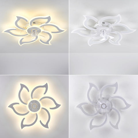 haodengshi 35-inch white flower ceiling fan in bedroom setup for quiet nights