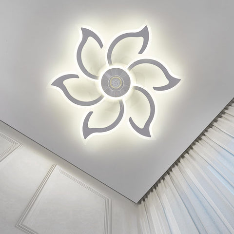 haodengshi 35-inch white flower ceiling fan close-up of blades and finish