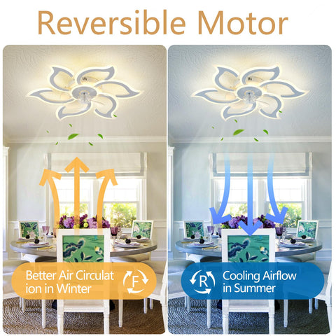 haodengshi 35-inch white flower ceiling fan remote control convenient operation