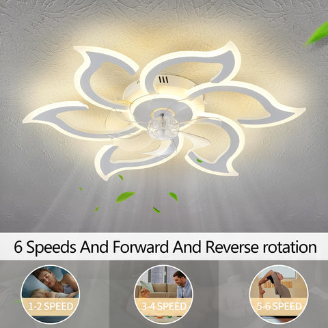 haodengshi 35-inch white flower ceiling fan reversible copper motor for seasonal comfort