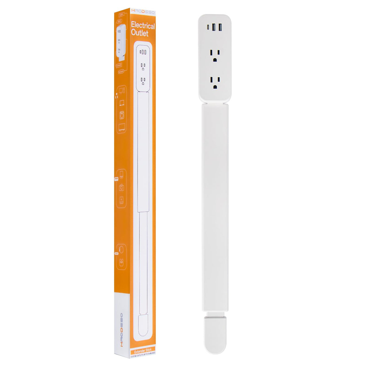 haodsso Electrical Outlet Extender Stick setup at a desk increases reach.