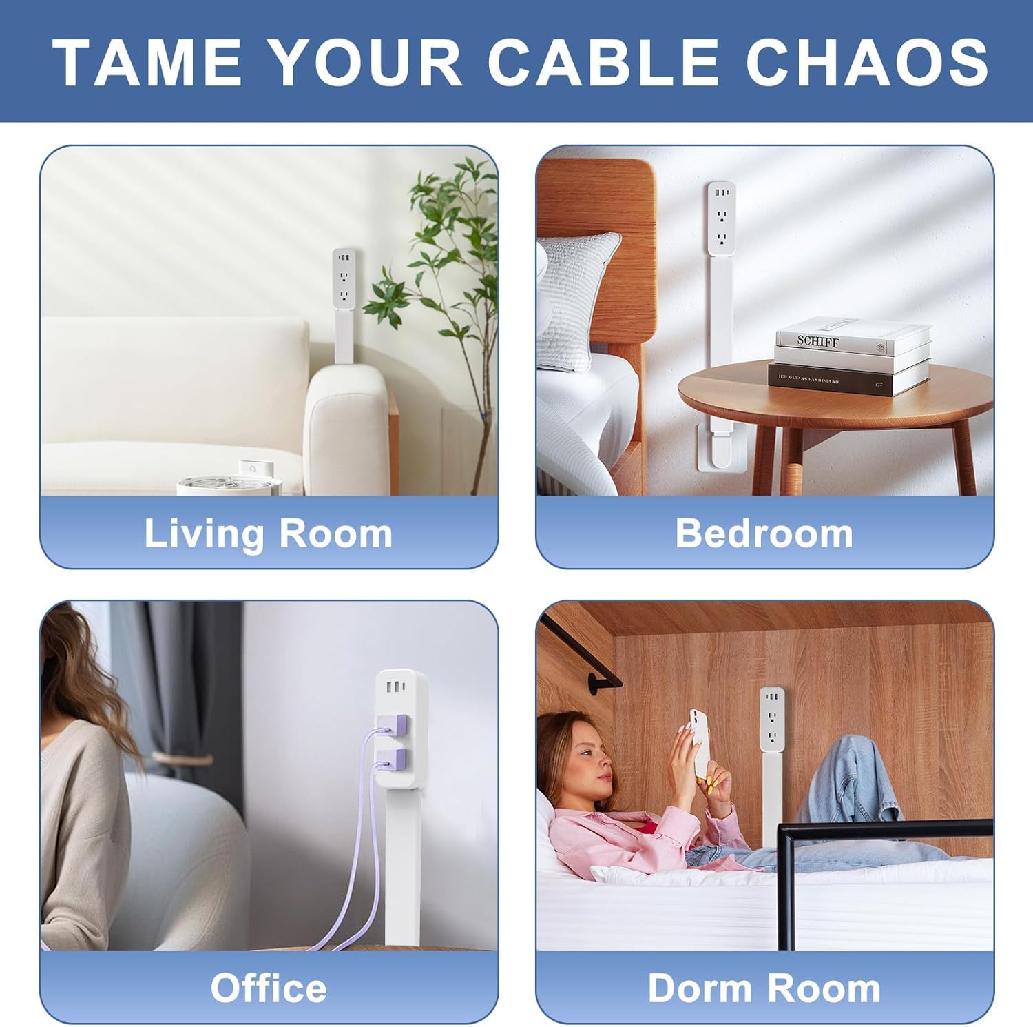 haodsso outlet extender keeps cables tidy while charging multiple devices