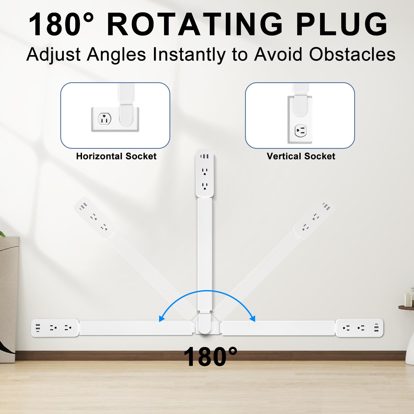 haodsso Outlet Extender Stick Velcro mount for damage-free wall installation.