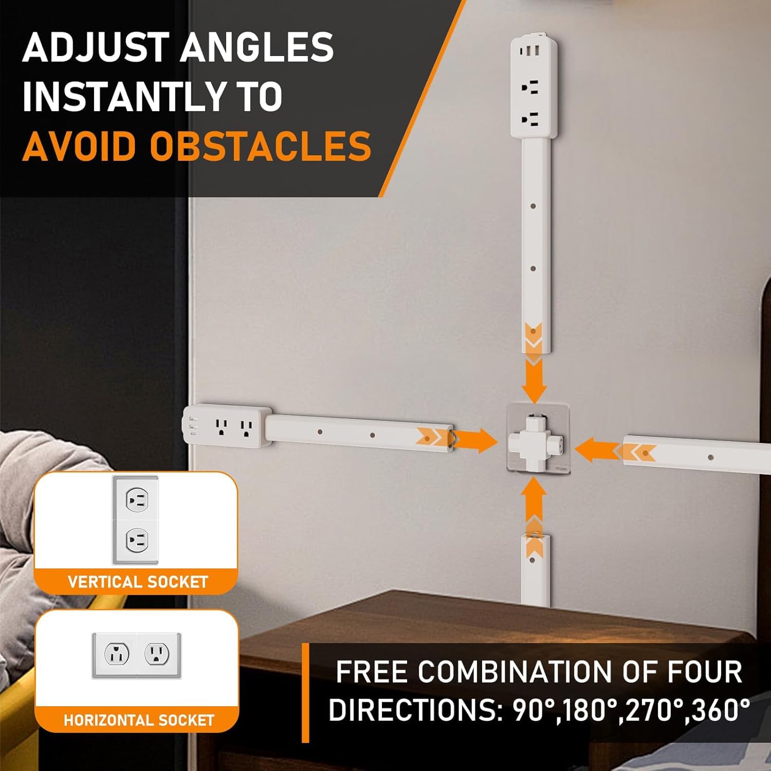 Haodsso Outlet Extender Stick wall-mount-free install ideal for renters.