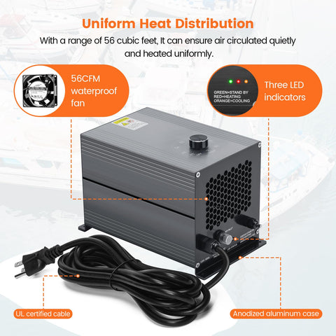 Rugged anodized aluminum casing resists corrosion in marine environments.