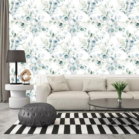 HAOKHOME green-white boho wallpaper ideal for nurseries or kids rooms.