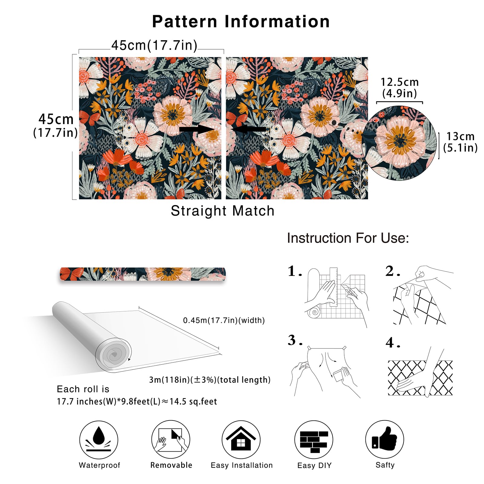 HAOKHOME living room decor idea using self-adhesive wallpaper.