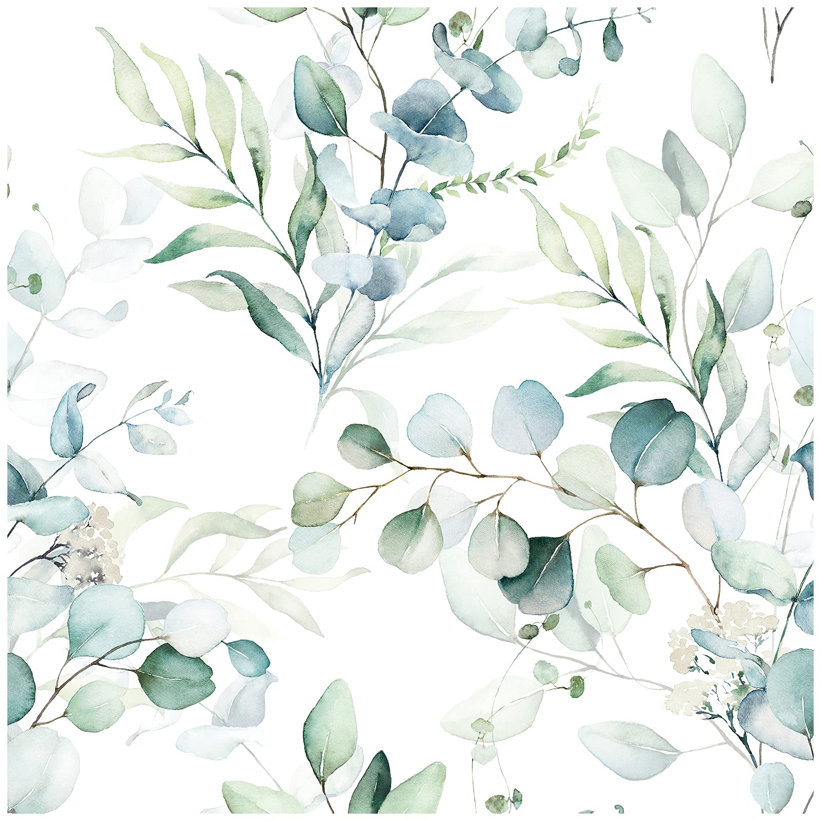 HAOKHOME peel-and-stick wallpaper with eucalyptus leaves for quick, mess-free wall updates.
