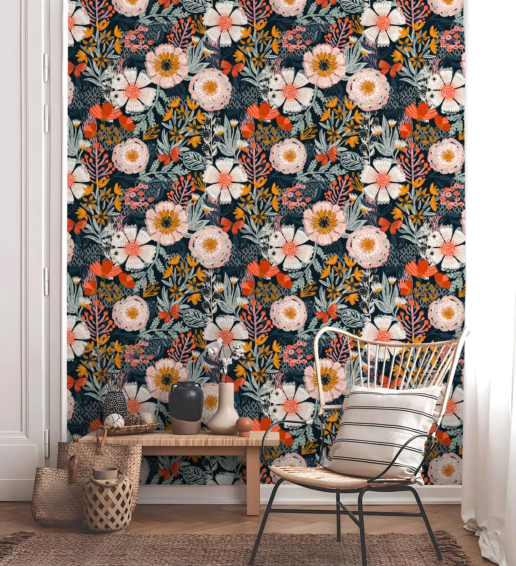 HAOKHOME peel and stick wallpaper removable design for renter-friendly renovations.