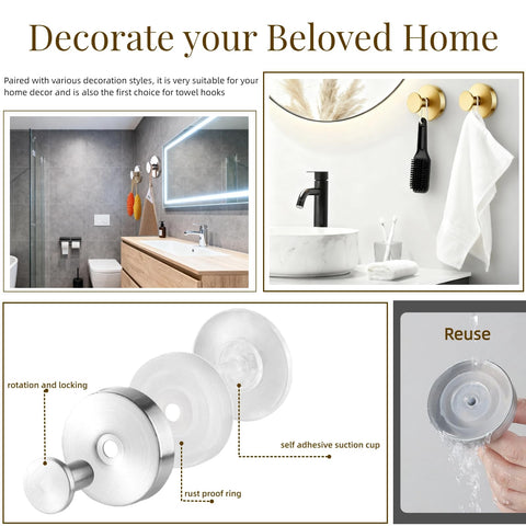 Haokixin multi-use hooks tidy towels, robes, keys in bathrooms and kitchens.