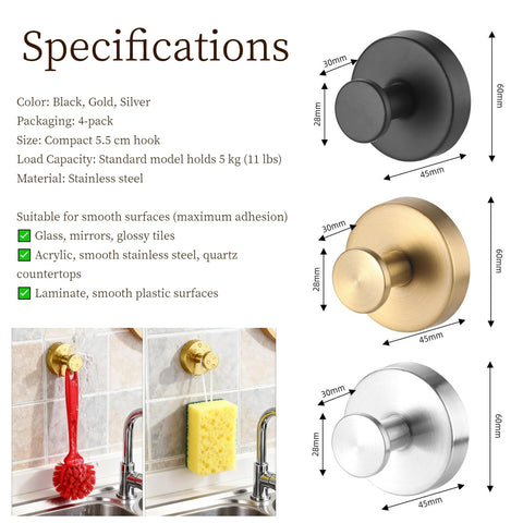 Haokixin stainless steel hook body supports durable, moisture-resistant bathroom use.
