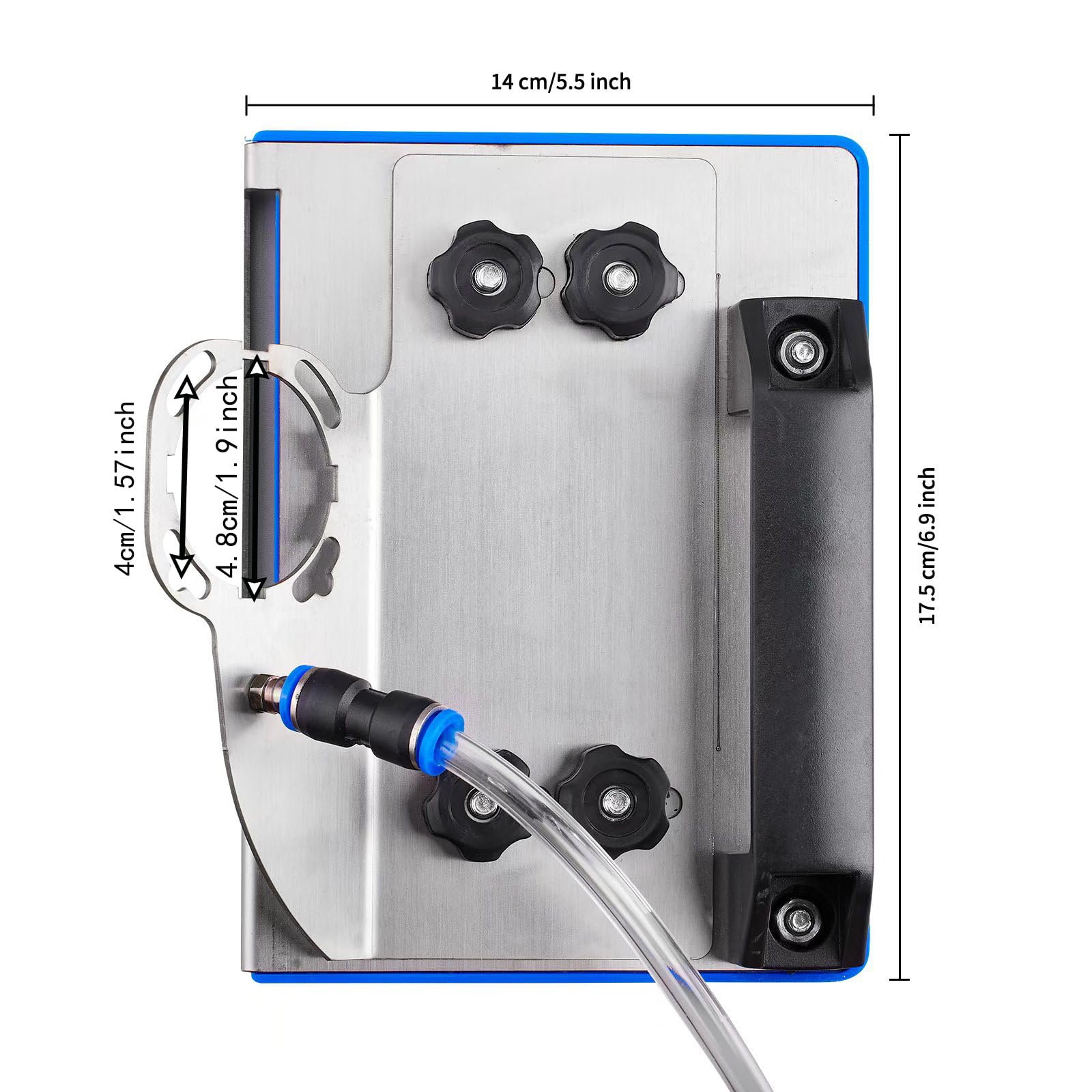 HAORESULT chamfer tool with angle grinder setup demonstrates adjustable 45-degree cuts for clean tile edges.