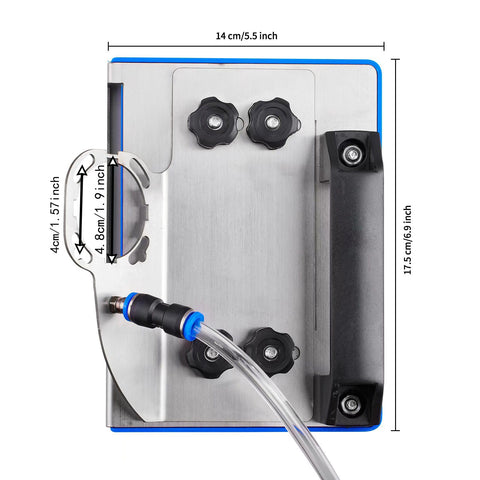 HAORESULT chamfer tool with angle grinder setup demonstrates adjustable 45-degree cuts for clean tile edges.