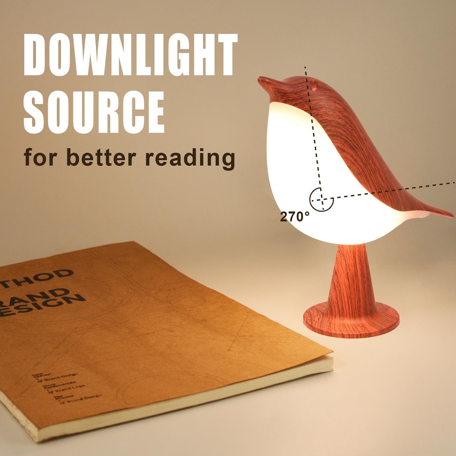 Haotao bird-design lamp with removable figure and hanging ring.