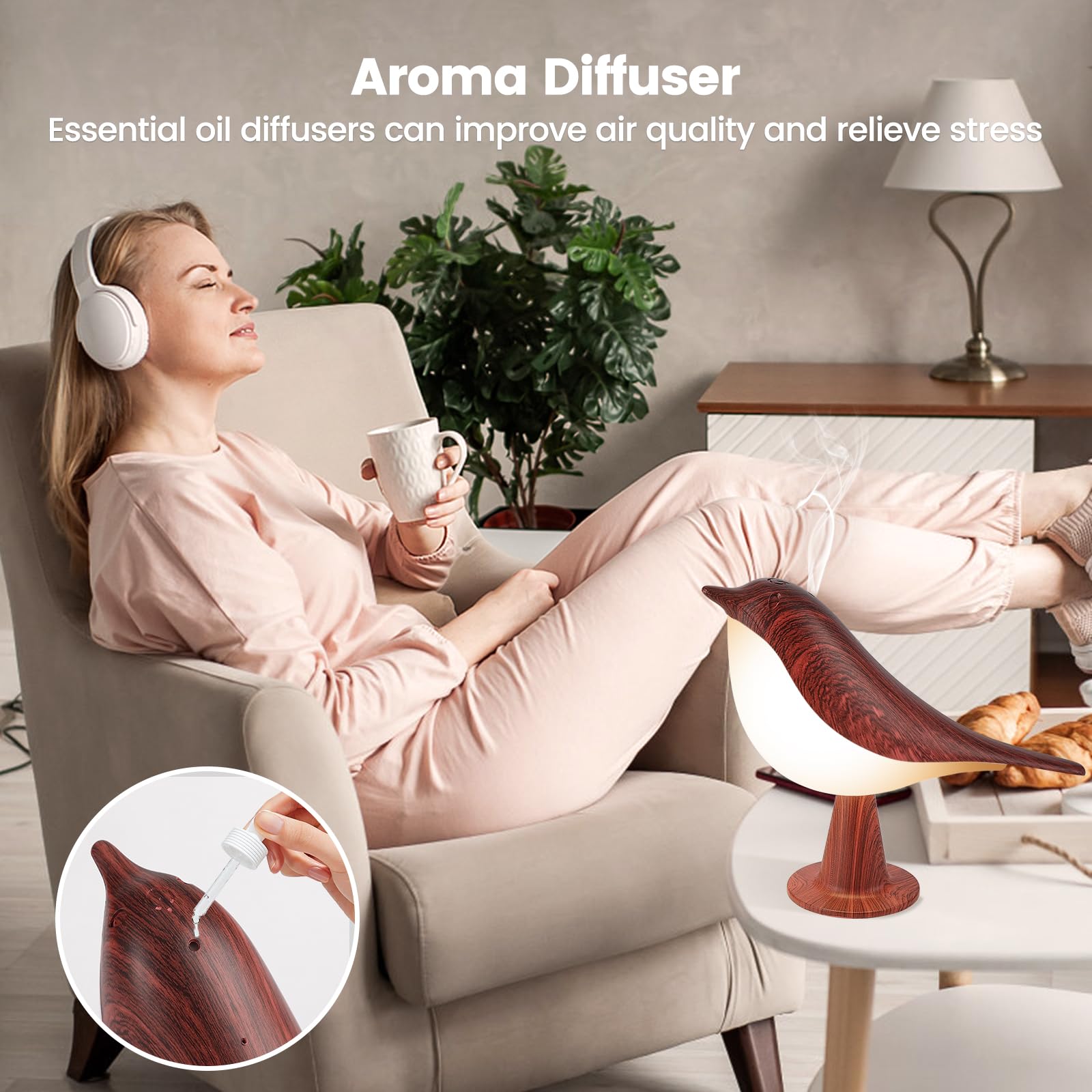 Haotao portable bird-lamp with hanging ring for easy transport.