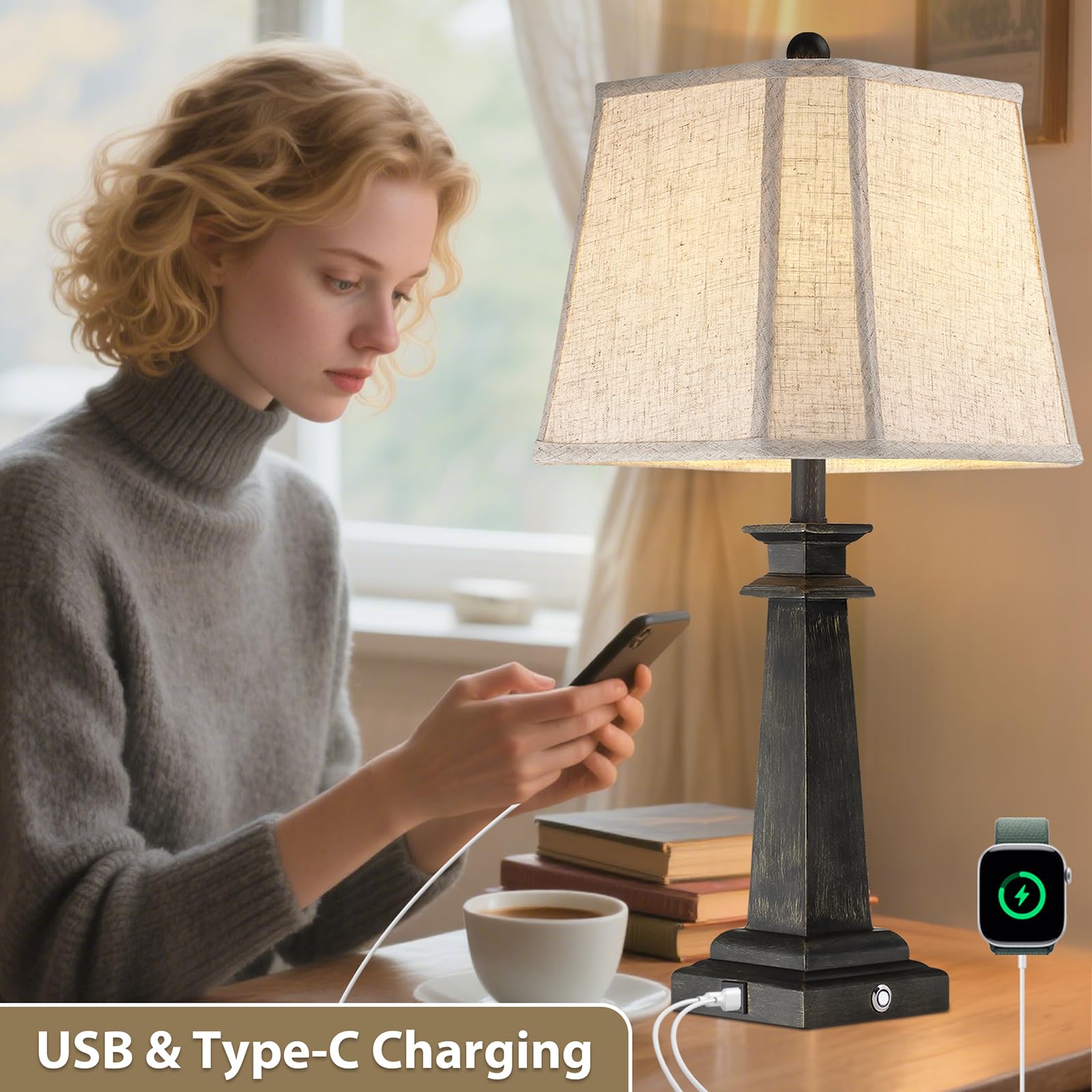 Hapcrea 3-way dimmable touch control lamp for customizable mood.