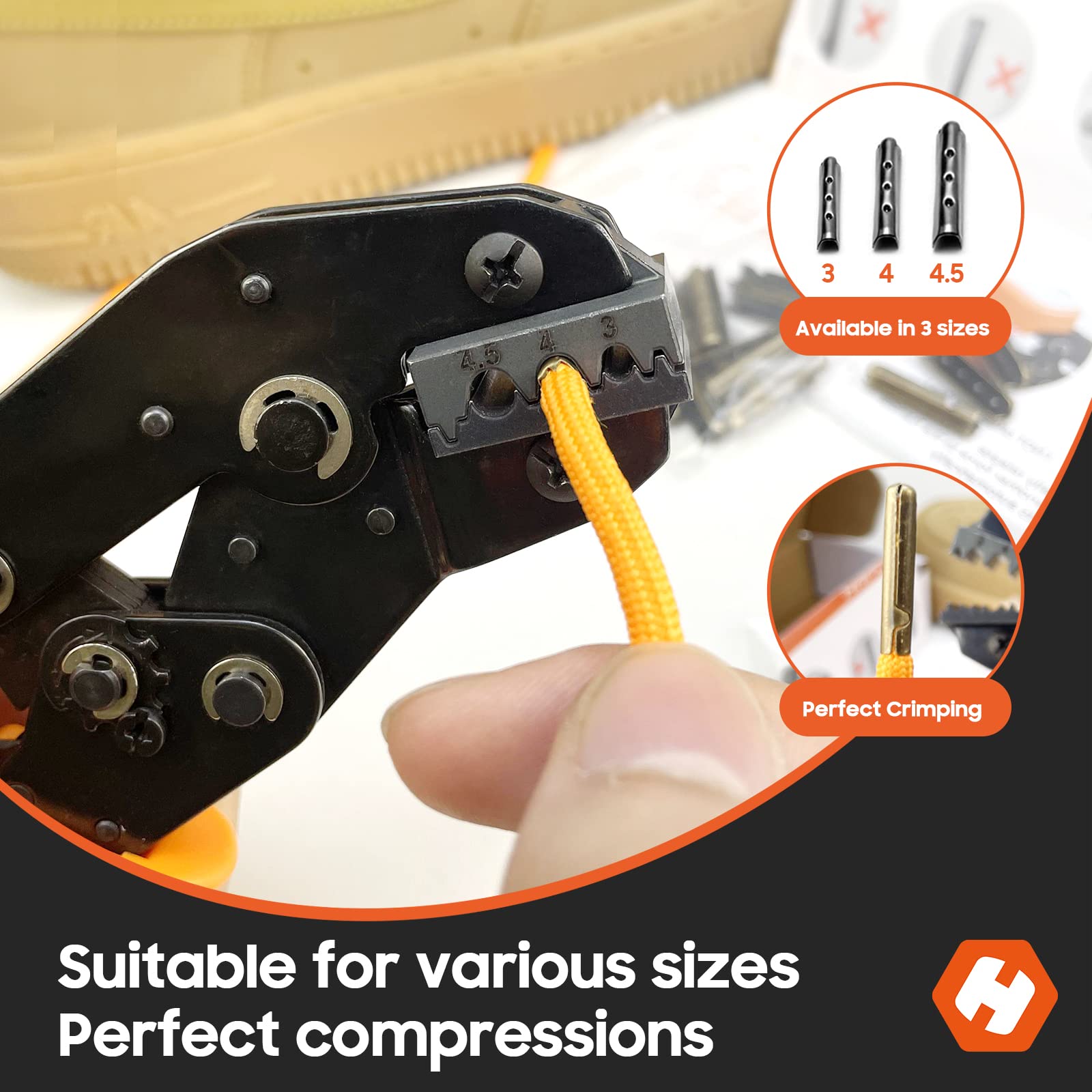 HAPDEN tool with ratchet mechanism showing easy press-and-lock operation.