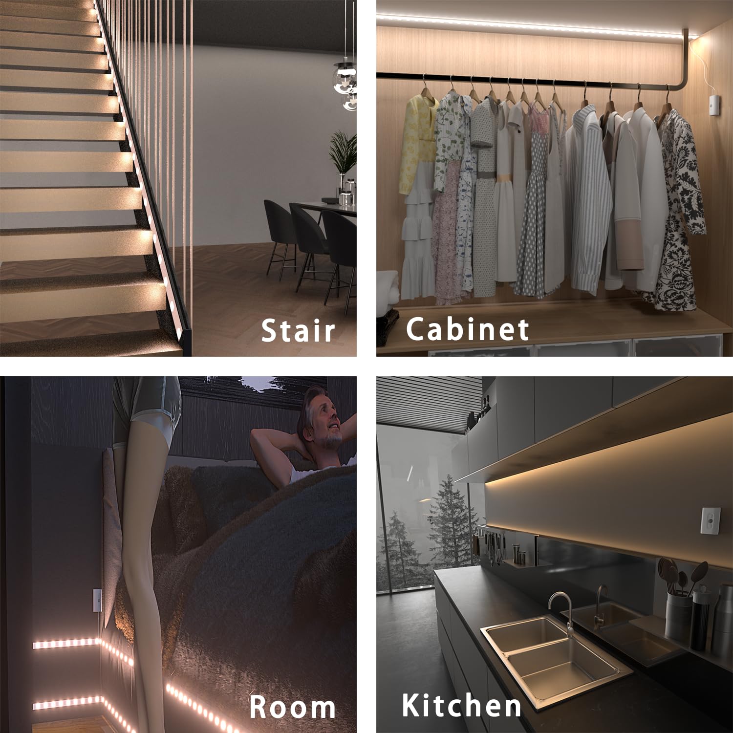 Hapfish 6.6ft LED strip ideal for kitchen, stairs, and closets