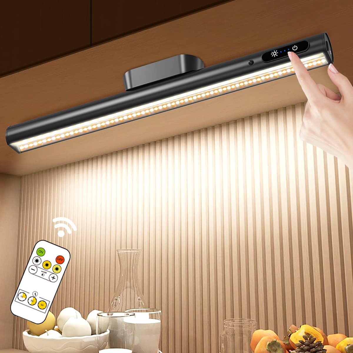 Hapfish battery-powered wall strip light with remote for easy dimming