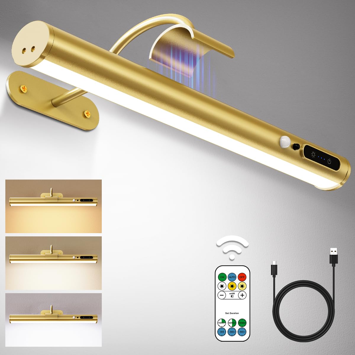 Hapfish motion sensor wall sconce with remote for easy nighttime lighting