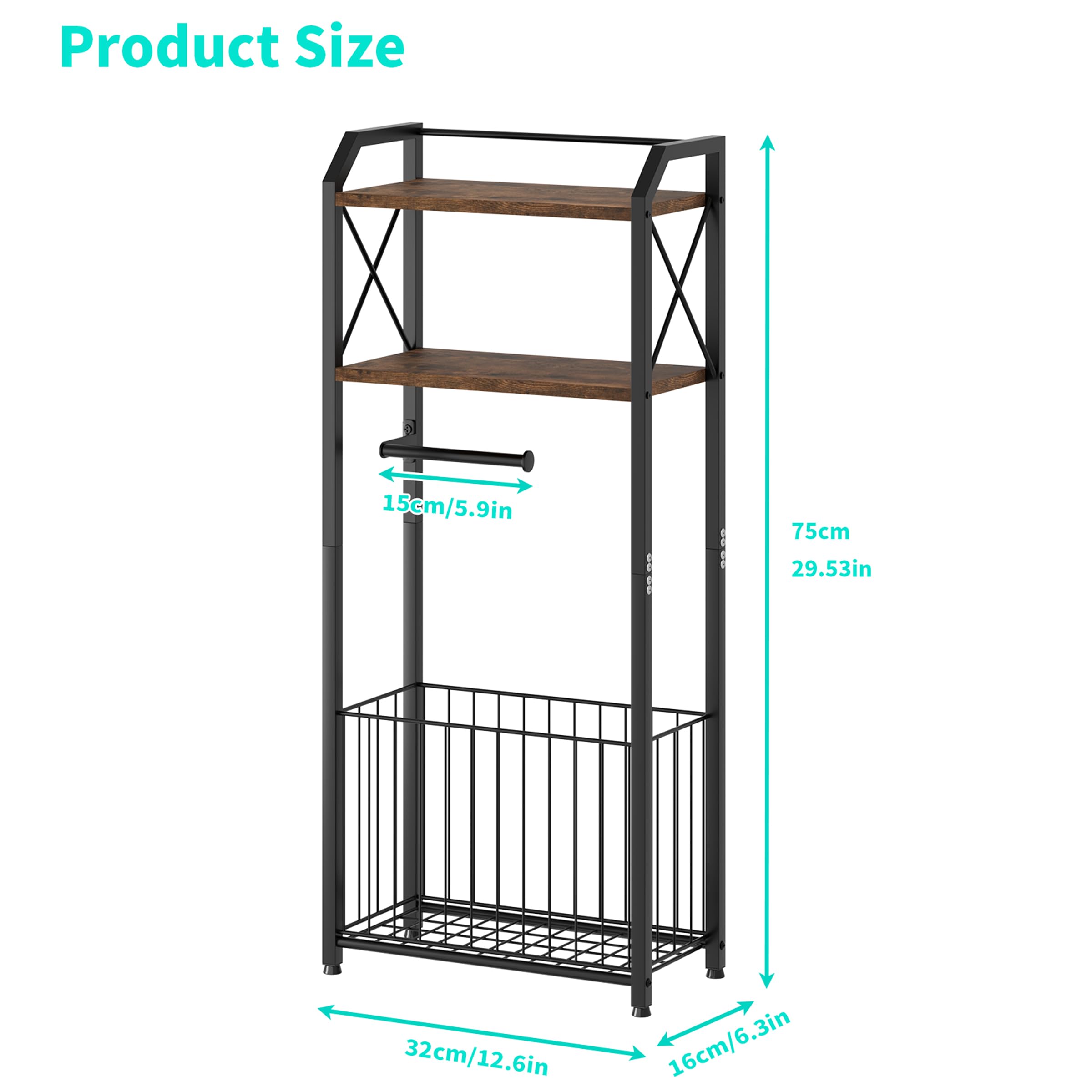 HapiRm large wire basket adds versatile space for towels and supplies