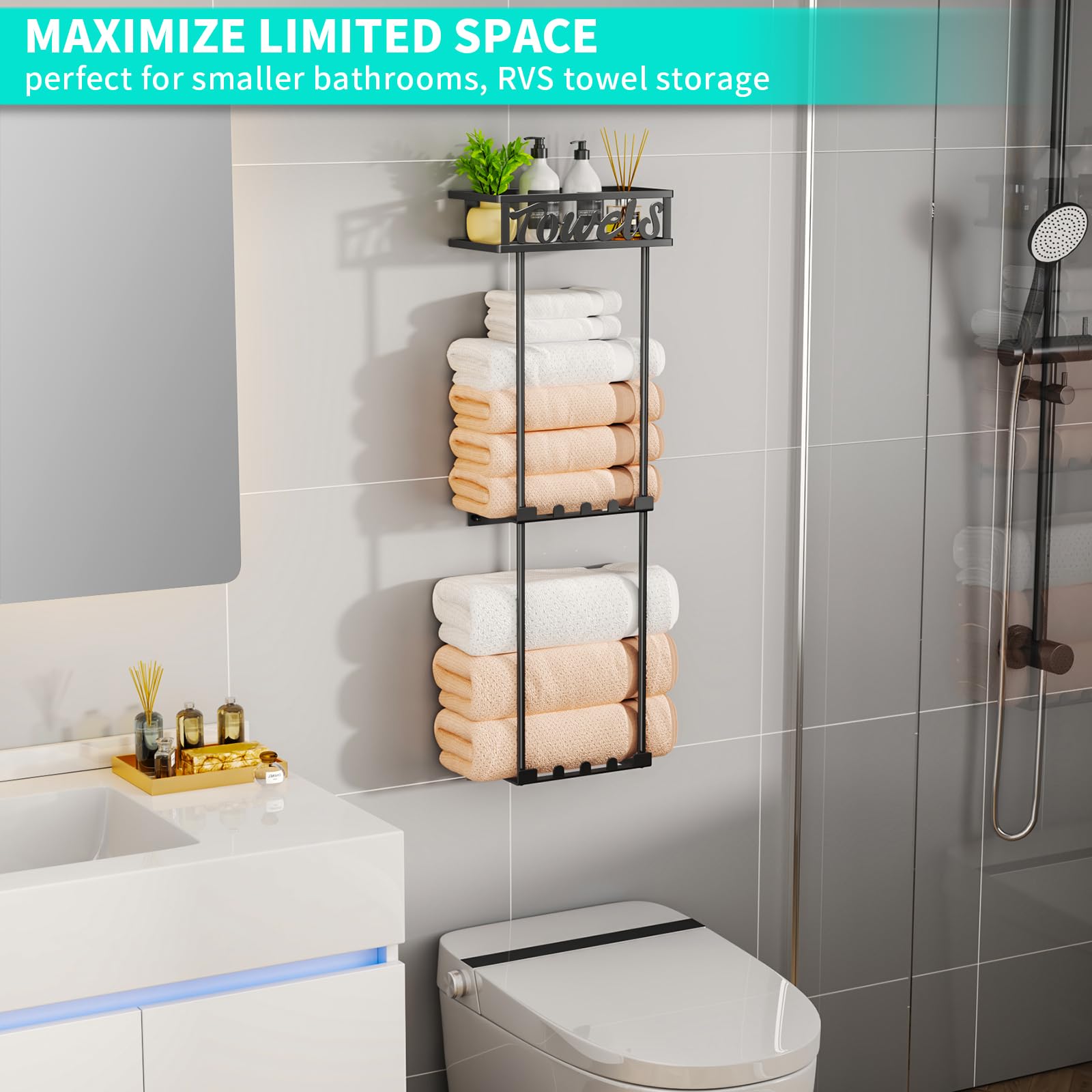 HapiRm six-hooks section for quick hand towels and small items.