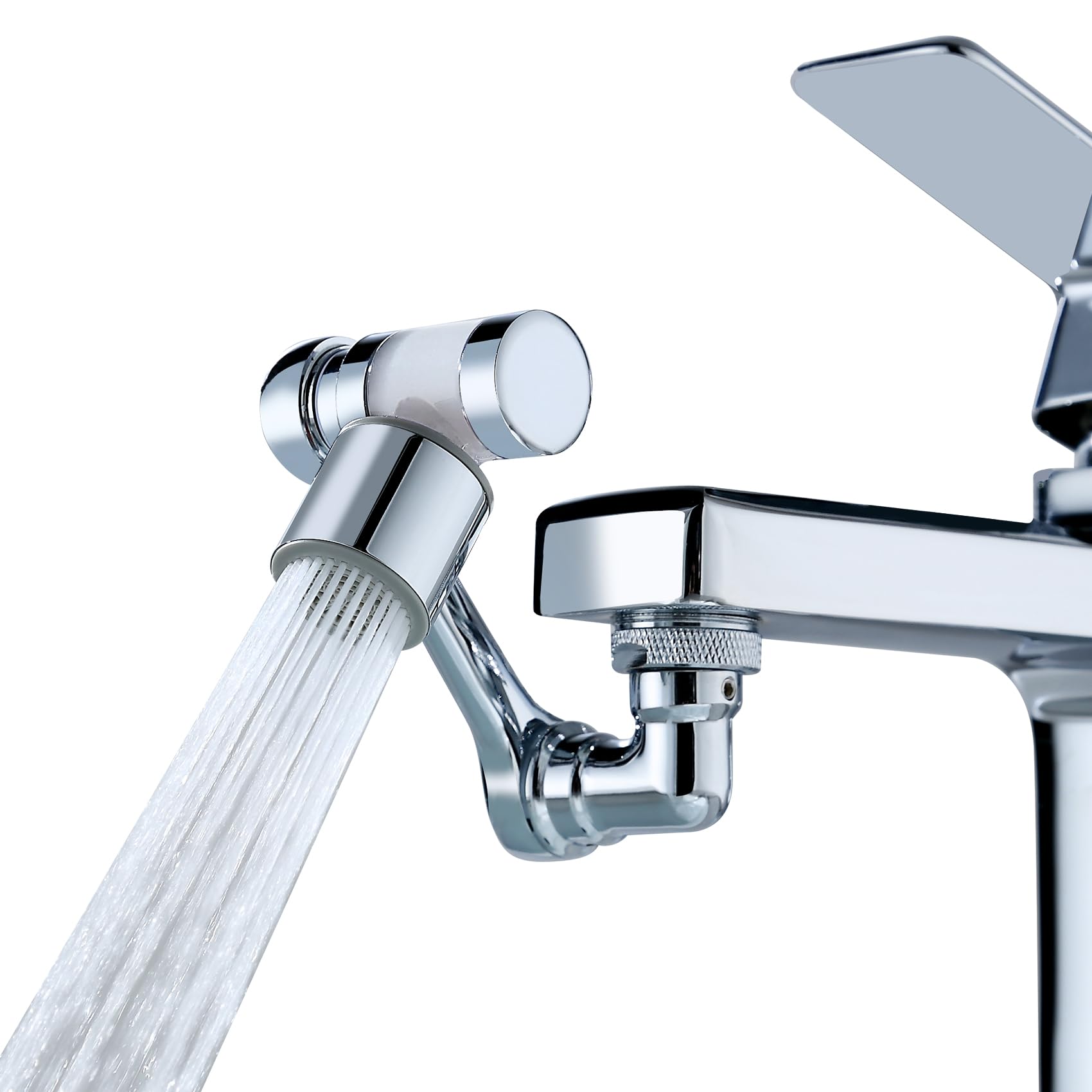 HAPPUP 1080° swivel faucet extender in brass with filter improves kitchen reach.