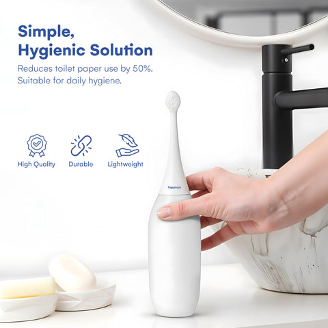 HappyPo water-cleanse bottle provides soothing rinse without batteries.
