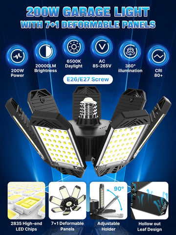 HAPYLUMI garage light delivering 360-degree coverage in a workspace