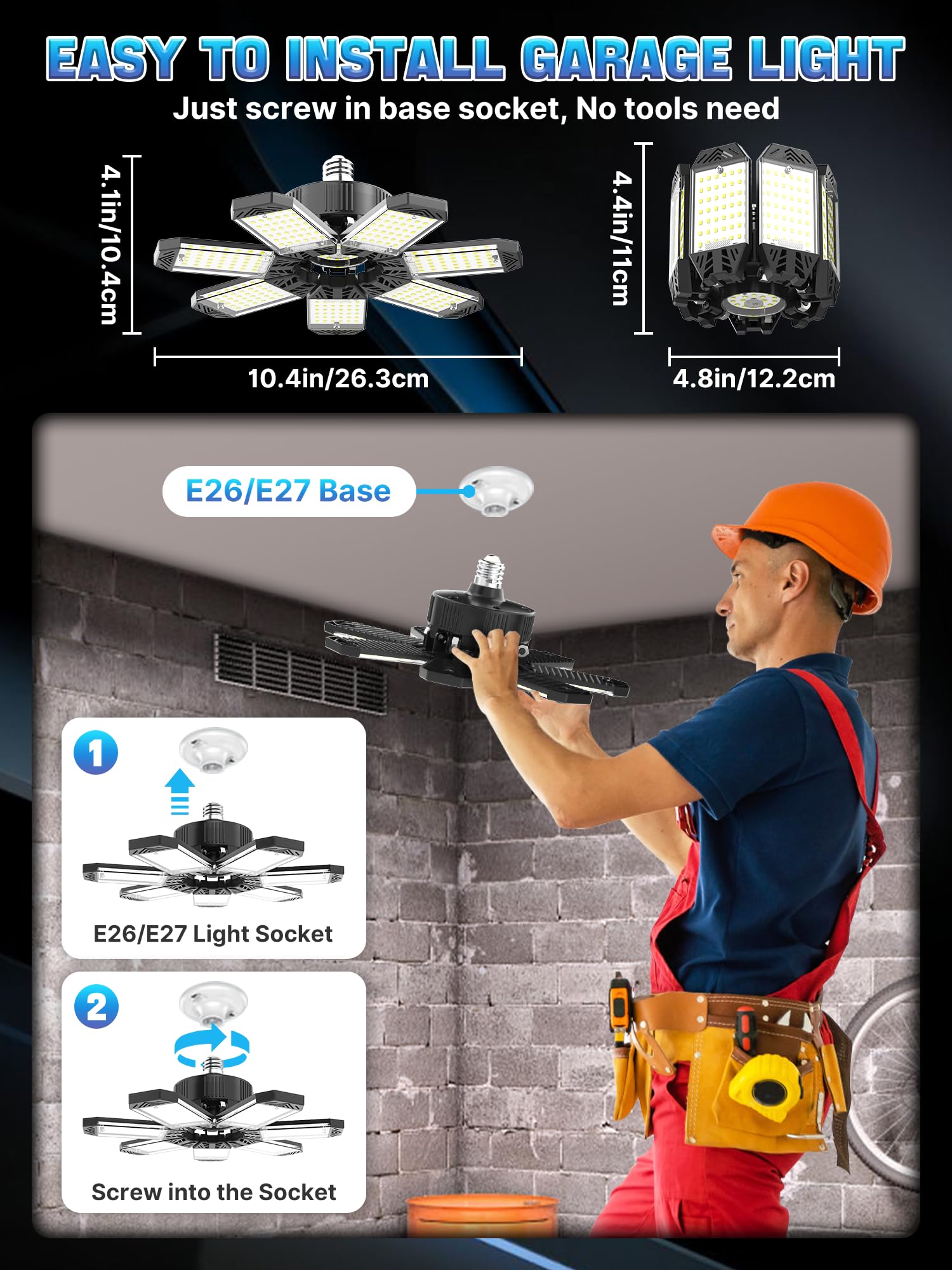 HAPYLUMI fits E26/E27 screw bases for quick, tool-free installation
