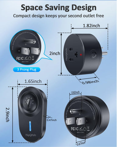 HAPYTHDA remote outlet 500ft RF range enables through-wall control of lights.