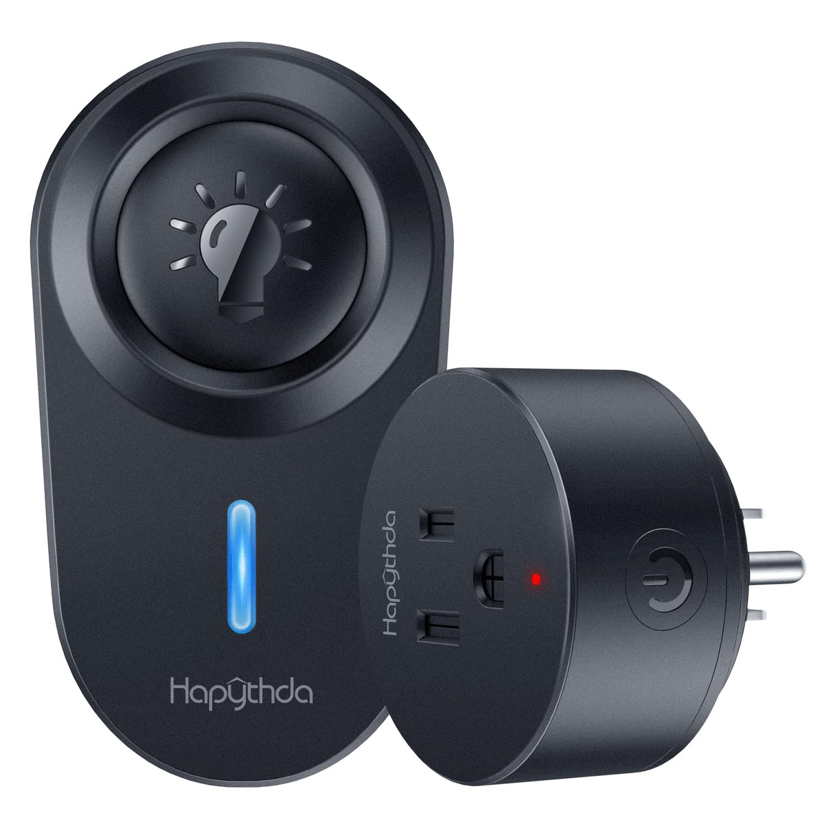 HAPYTHDA remote control outlet package demonstrates easy wireless setup.
