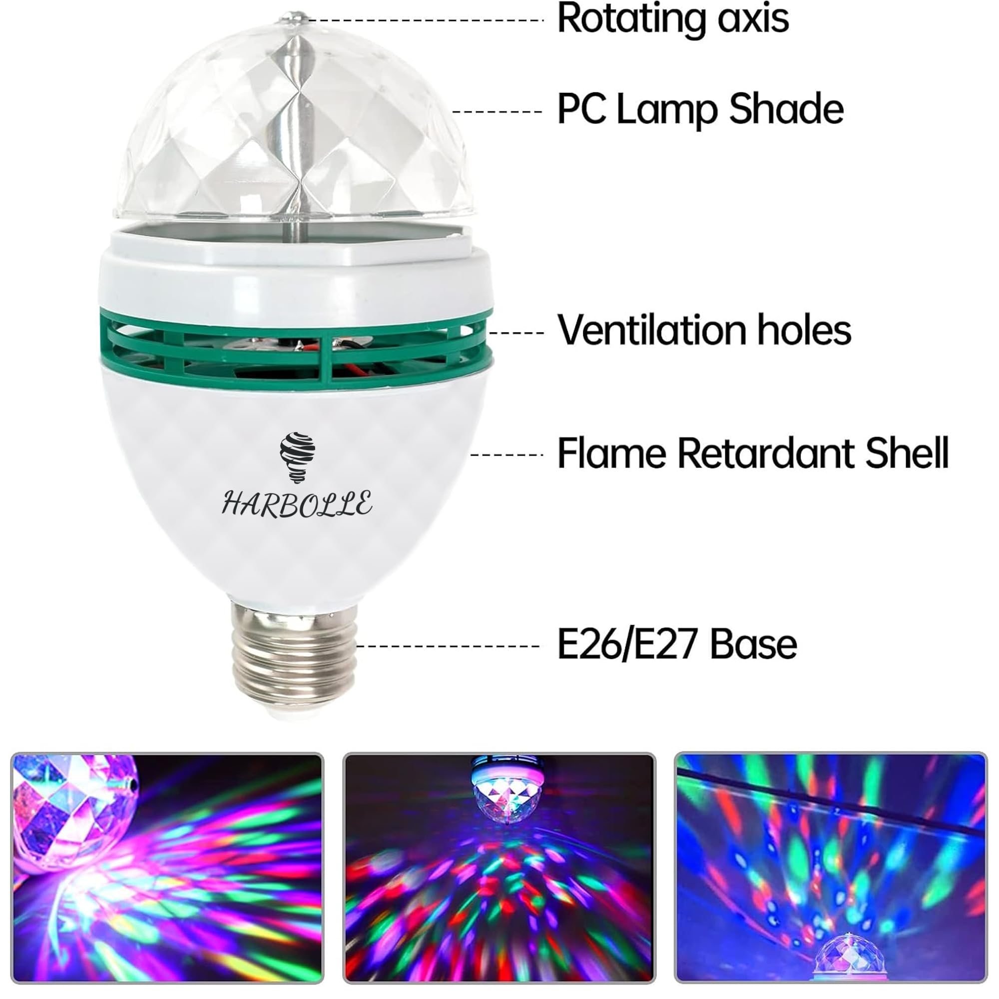Harbolle RGB bulb with E26/E27 base fits most sockets for easy setup
