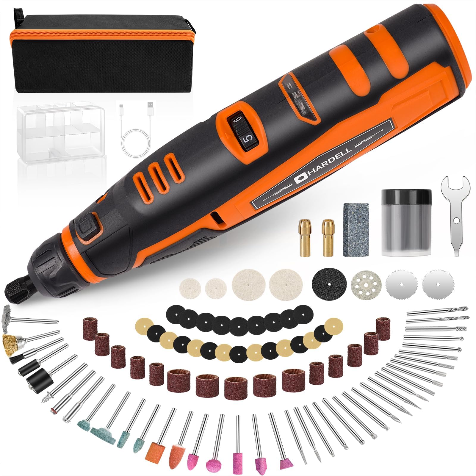 HARDELL 12V cordless rotary tool for precise engraving and metalwork at home.