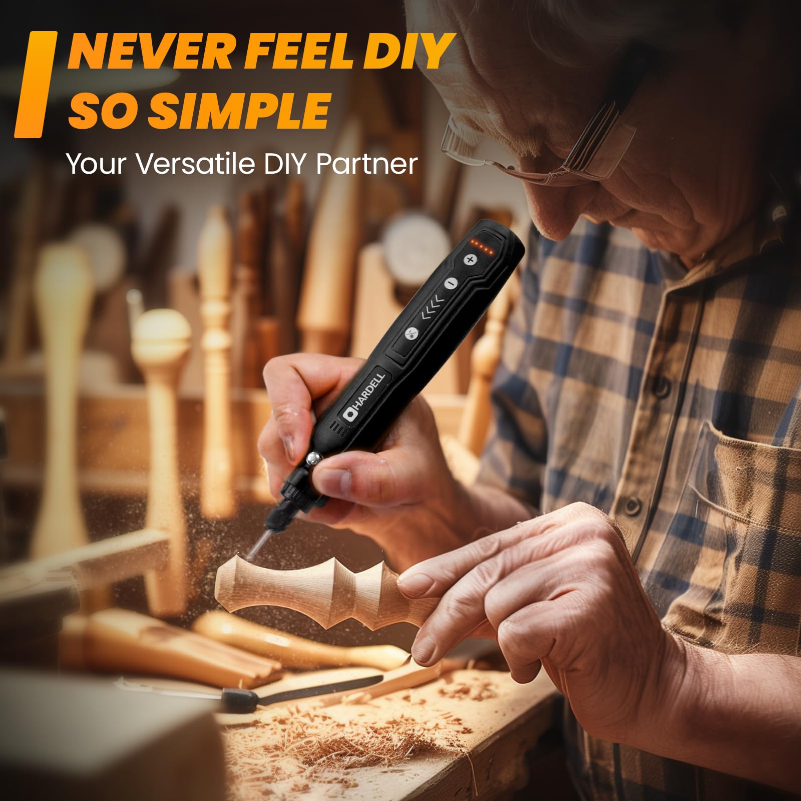 HARDELL Mini Rotary Tool 5-speed dial for controlled sanding