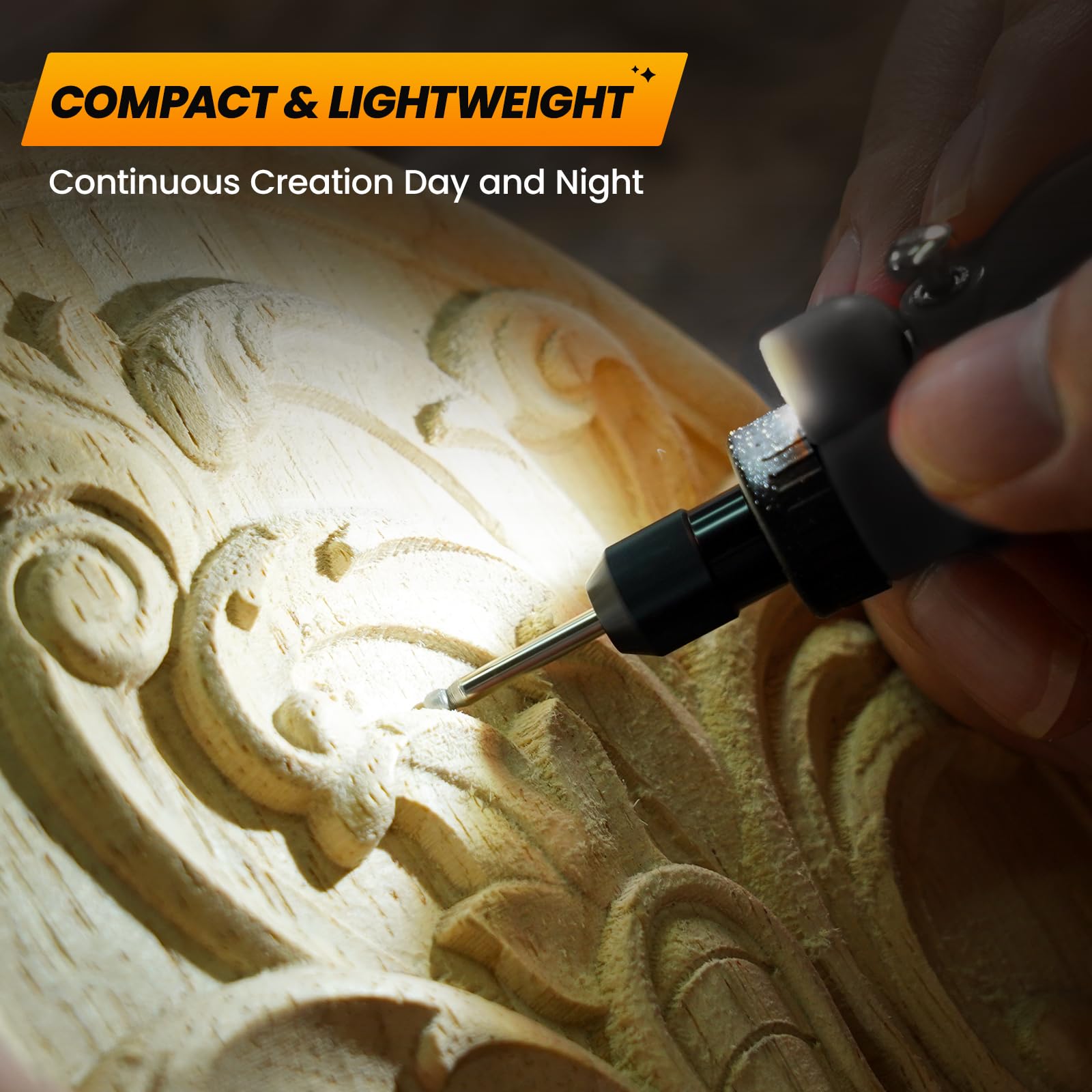 HARDELL Mini Rotary Tool LED light for better visibility