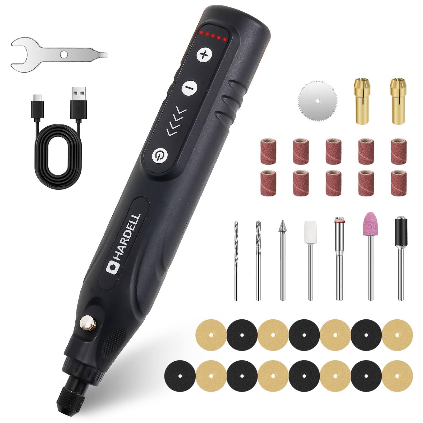 HARDELL Mini Rotary Tool with LED light for precise close-up carving.