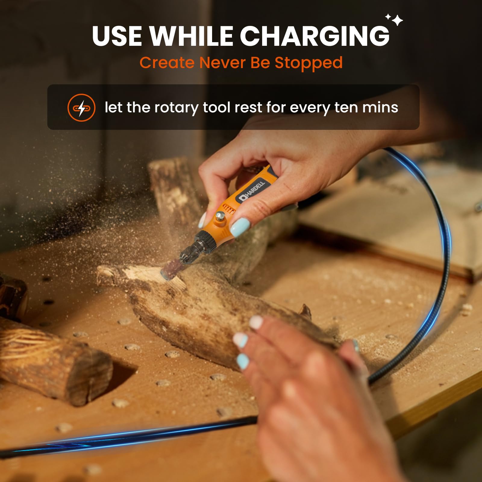 HARDELL palm-size cordless tool fits in hand