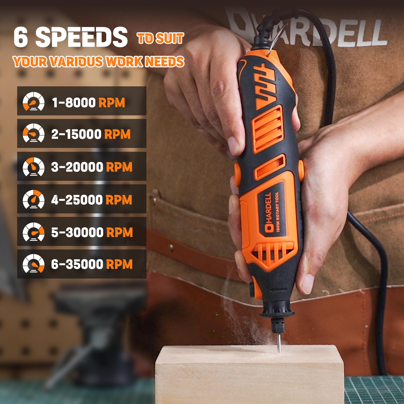 HARDELL 61-accessory kit enables sanding, cutting, engraving, and polishing