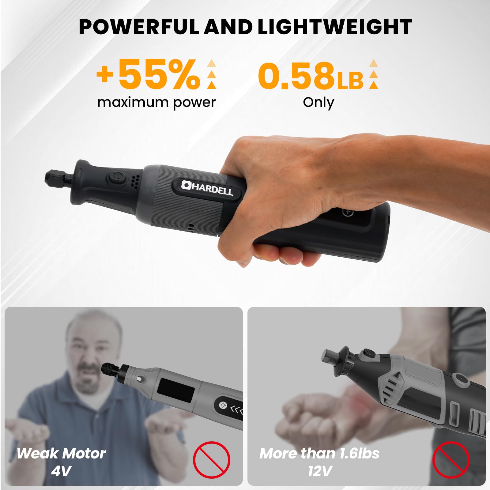 HARDELL compatibility with Dremel accessories broadens accessory choices.