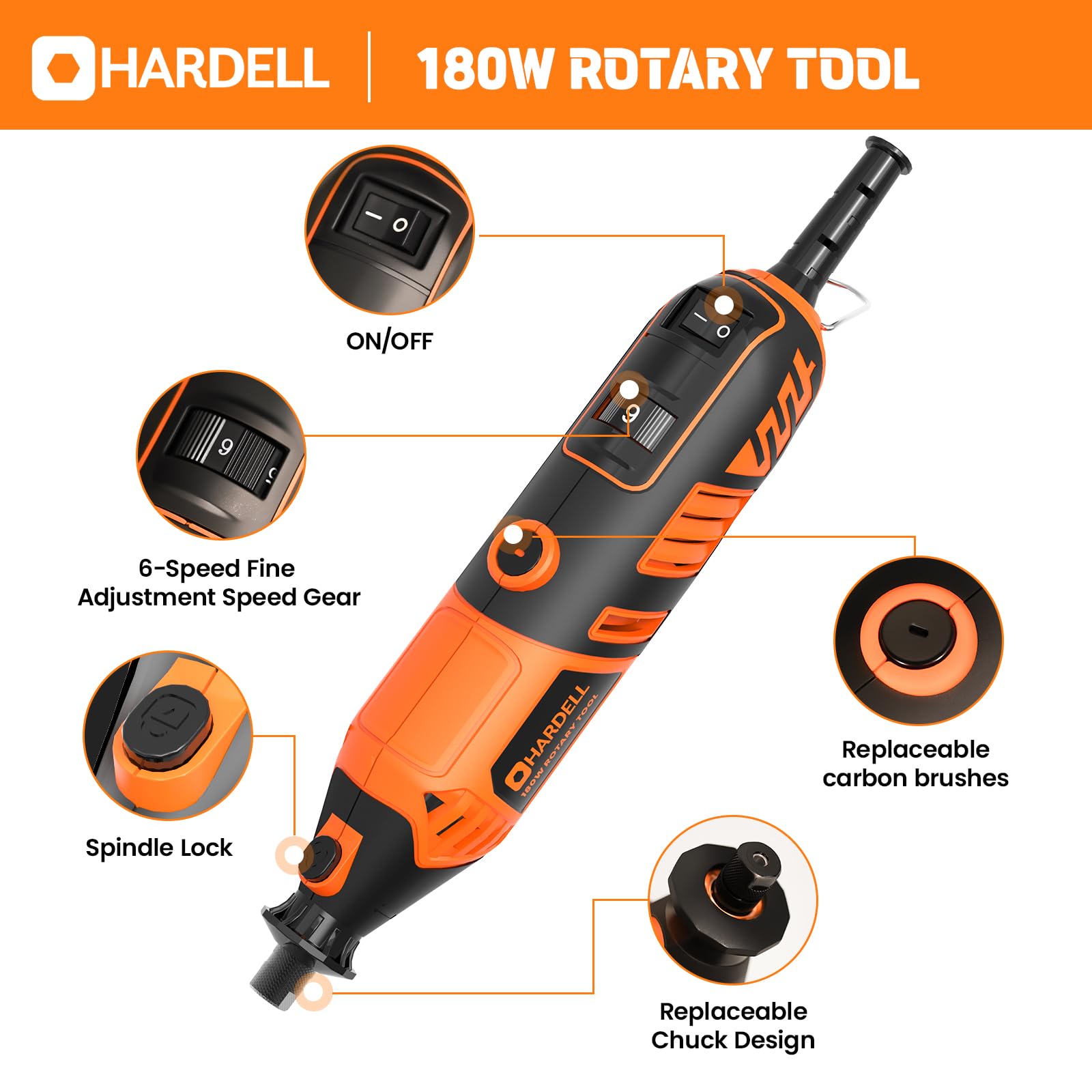 HARDELL ergonomic grip with soft inlays reduces fatigue during extended use