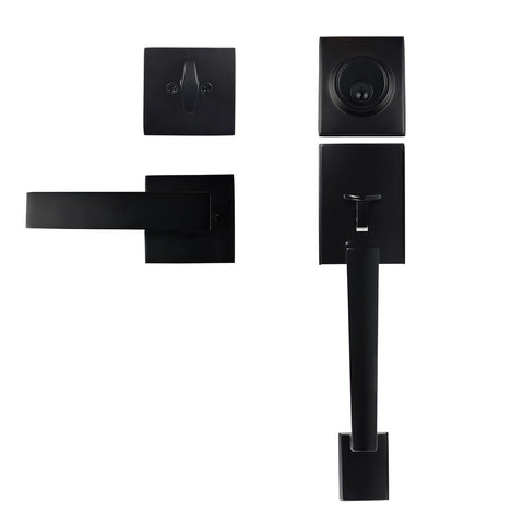 HARDHAWK front door handle with deadbolt lever in matte black for secure entry