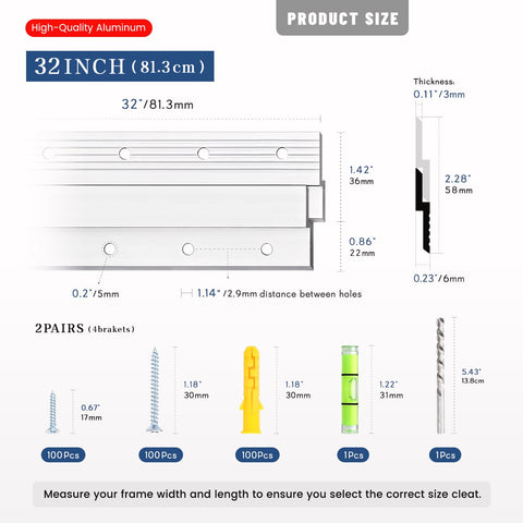 Hardow heavy-mirror-mounting-clip-32-inch delivers a seamless, floating look for large panels.