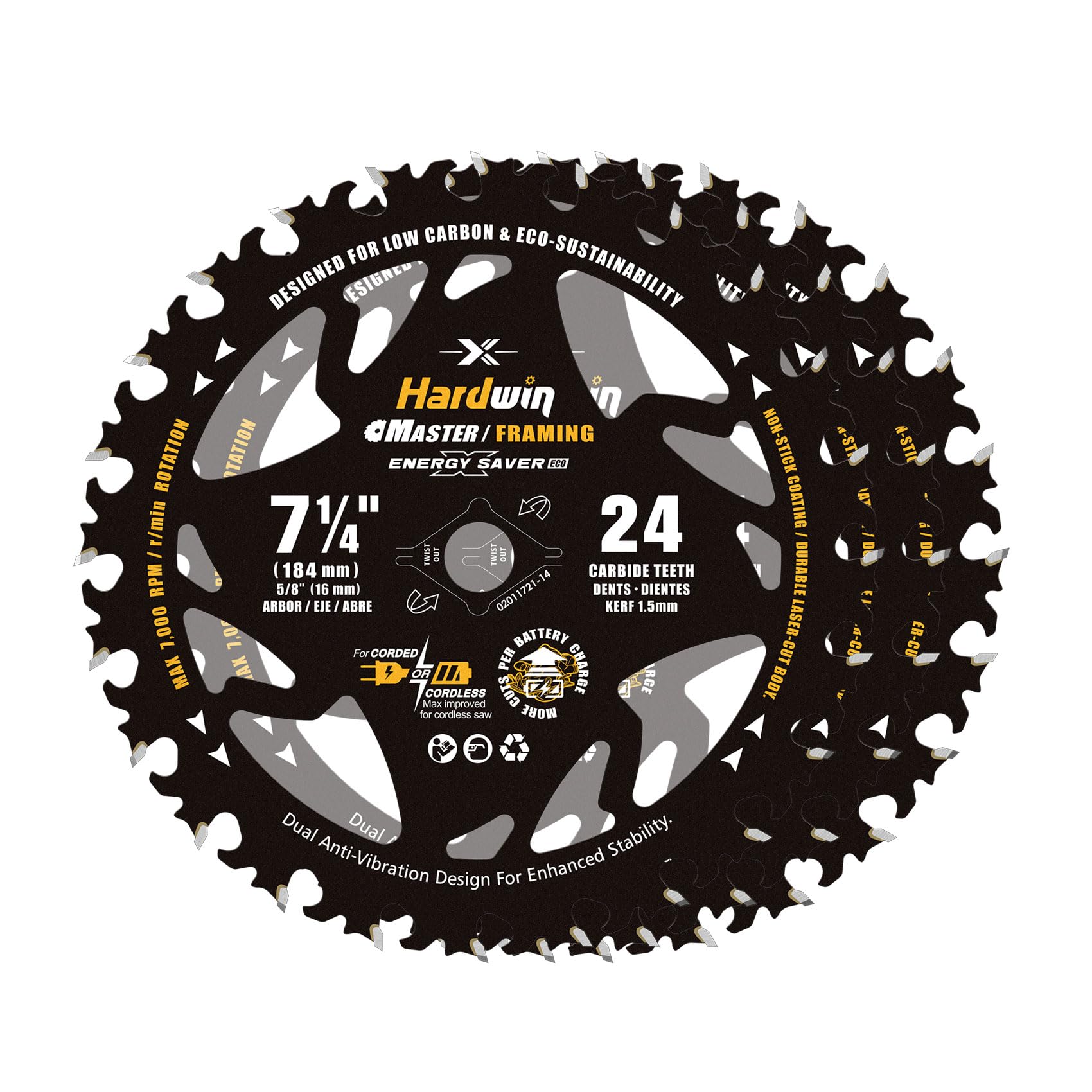 HARDWIN 7-1/4 inch framing blade pack delivers precise cuts for wood projects.