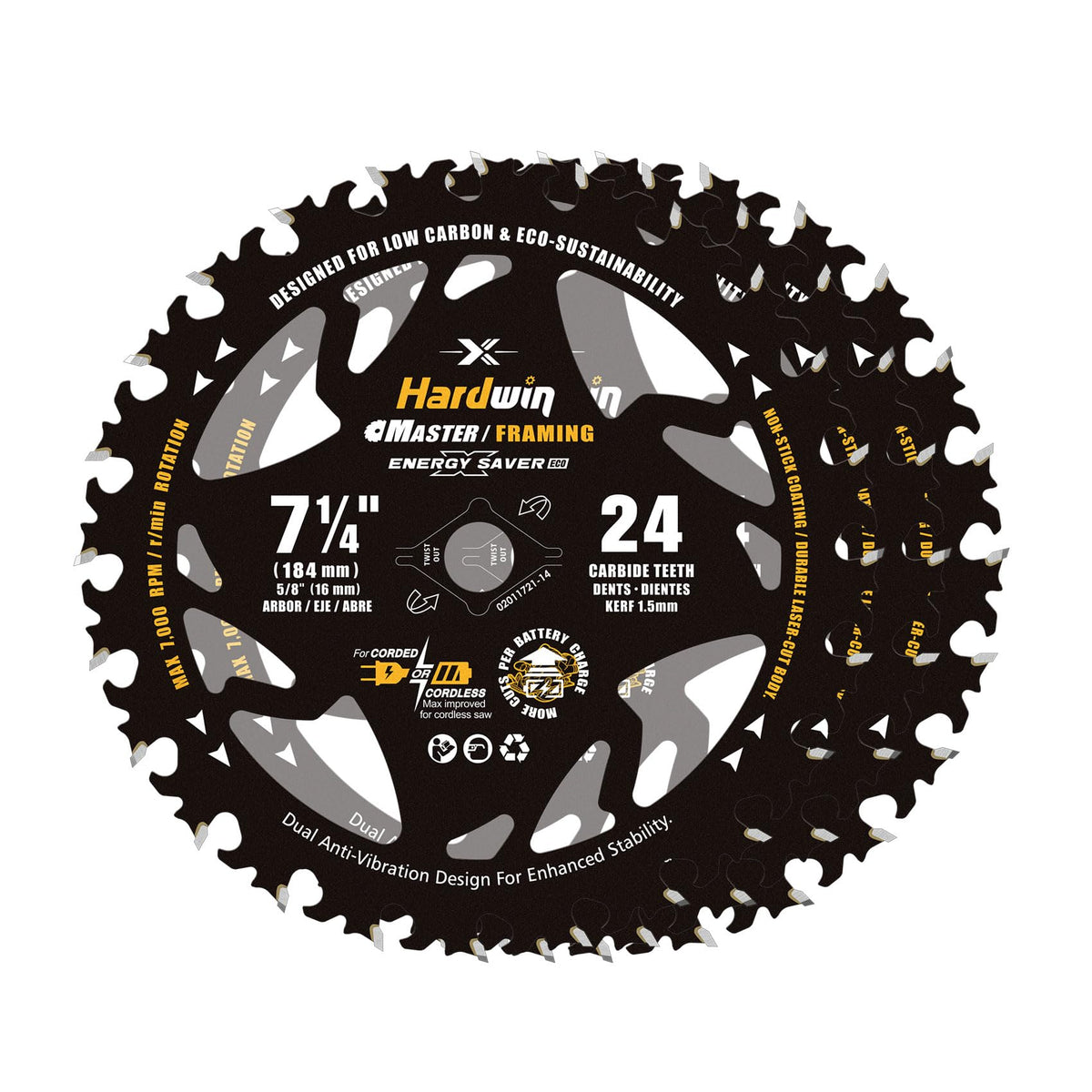 HARDWIN 7-1/4 inch framing blade pack delivers precise cuts for wood projects.