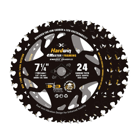 HARDWIN 7-1/4 inch framing blade pack delivers precise cuts for wood projects.