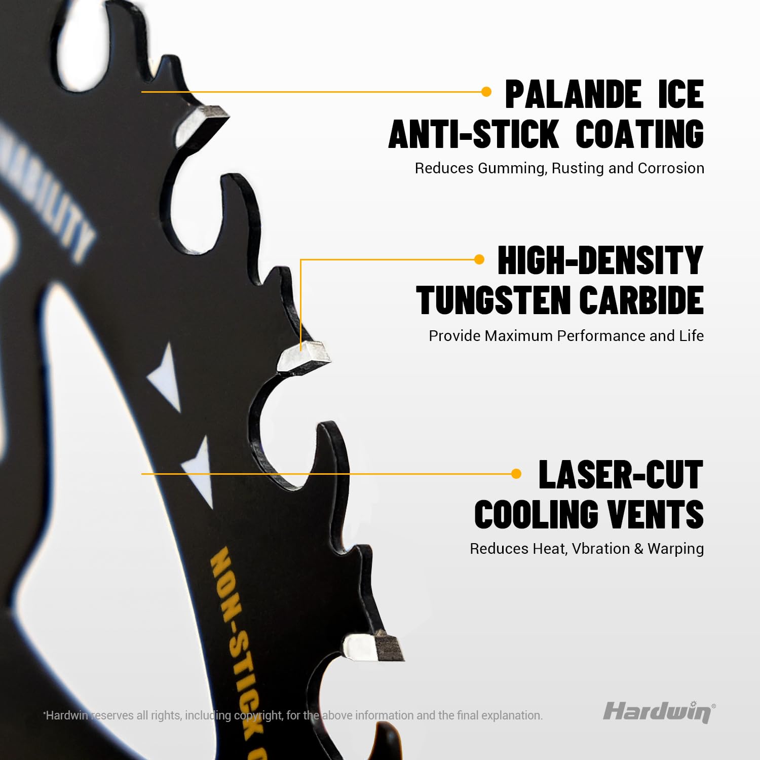 HARDWIN anti-stick and rust coating prevents resin buildup for cleaner cuts.