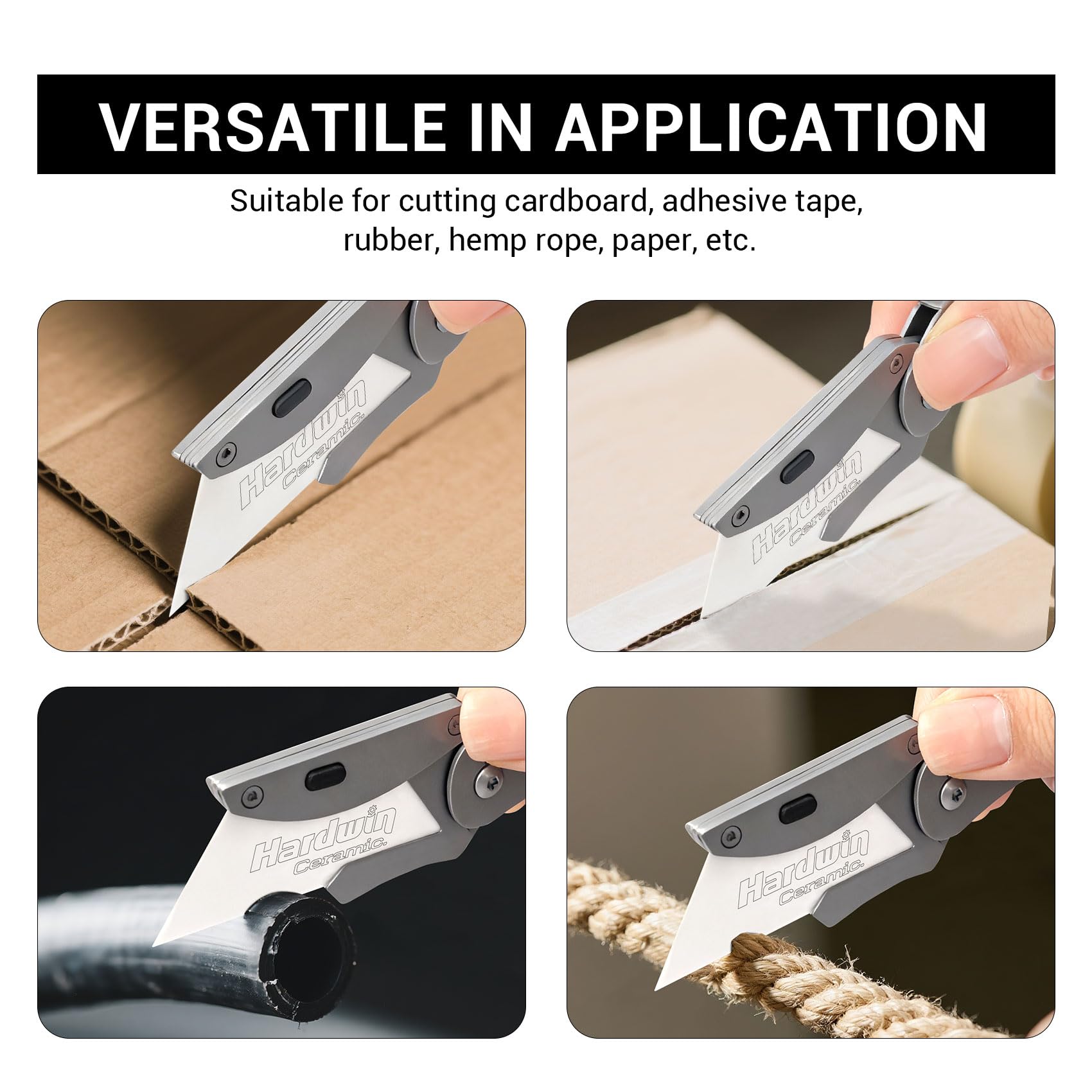 Hardwin free metal holder included for safe blade storage.
