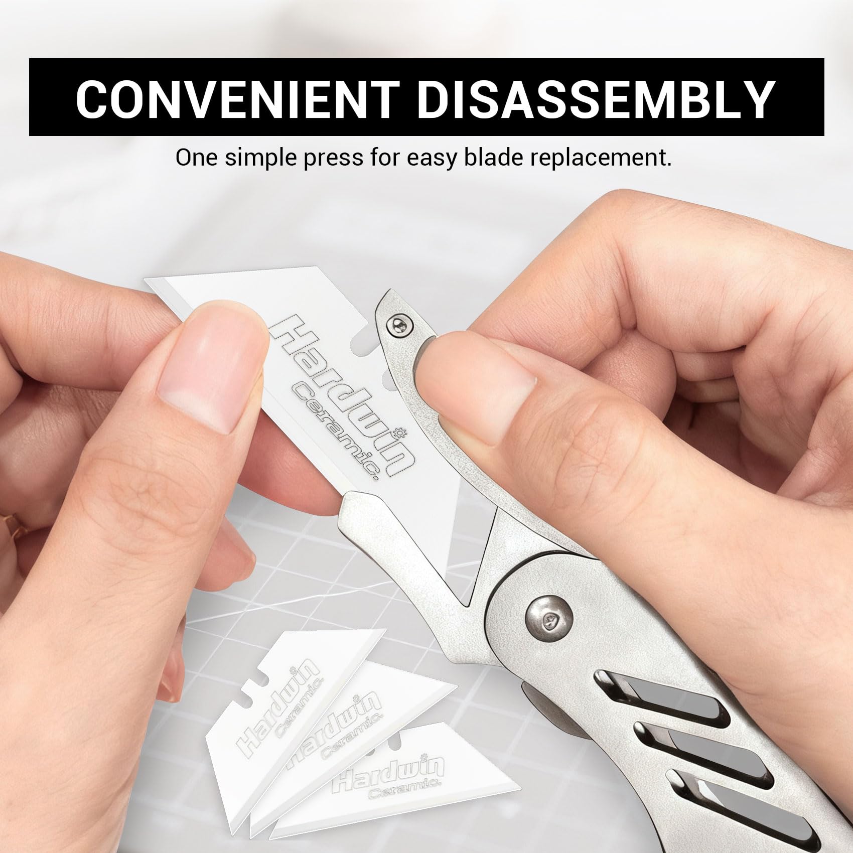 Hardwin trapezoidal blade design provides stable, smooth cuts.