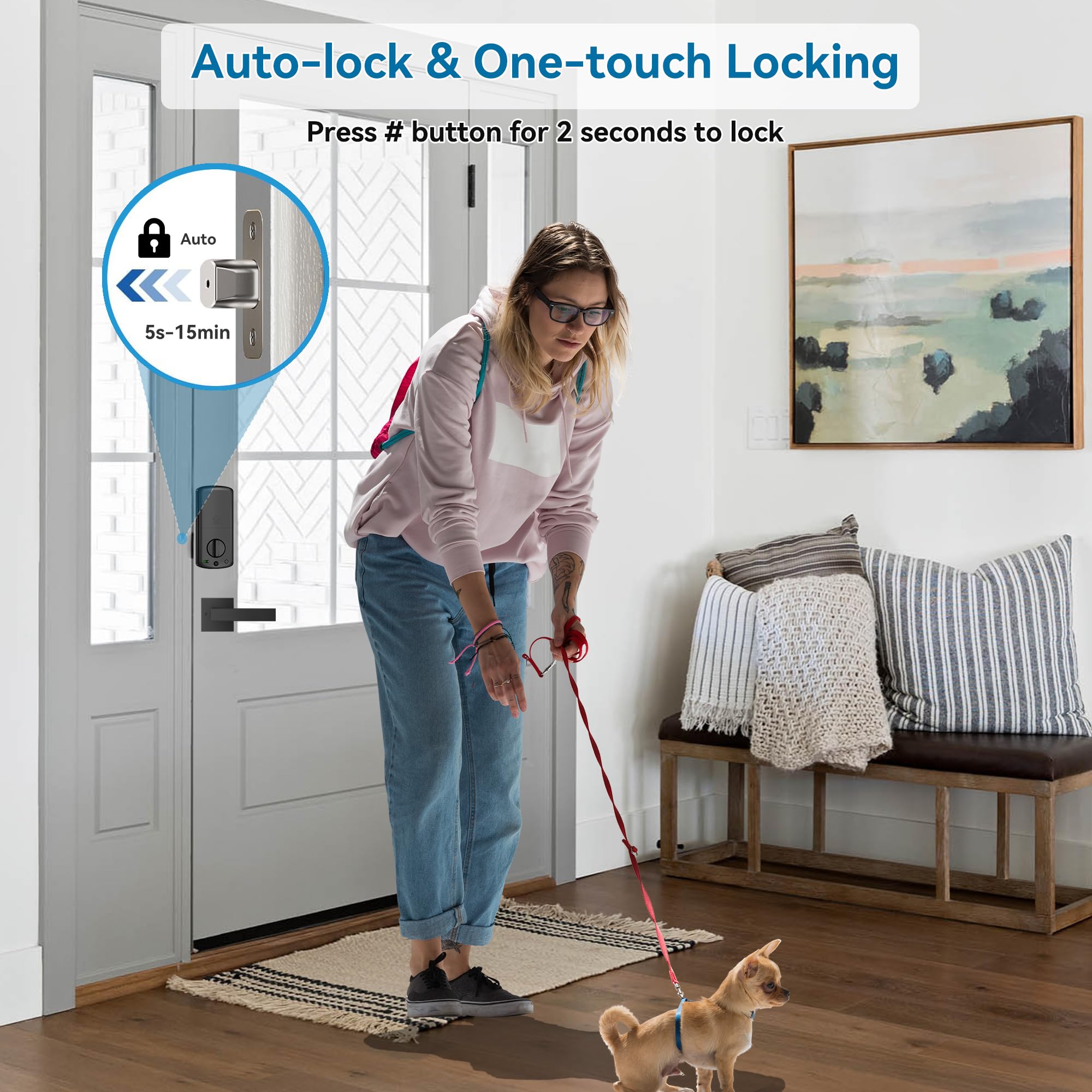 Harfo auto-lock and one-touch lock operation for convenience